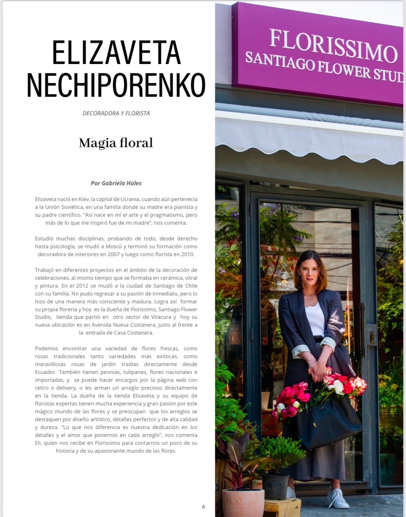 Elizaveta Nechiporenko: la magia floral detrás de Florissimo